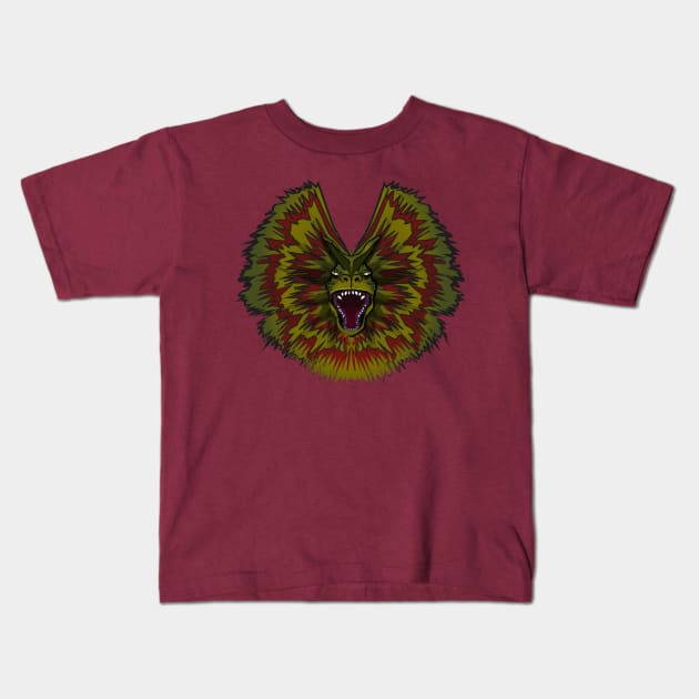 Jurassic Park Dilophosaurus Kids T-Shirt by danielctuck